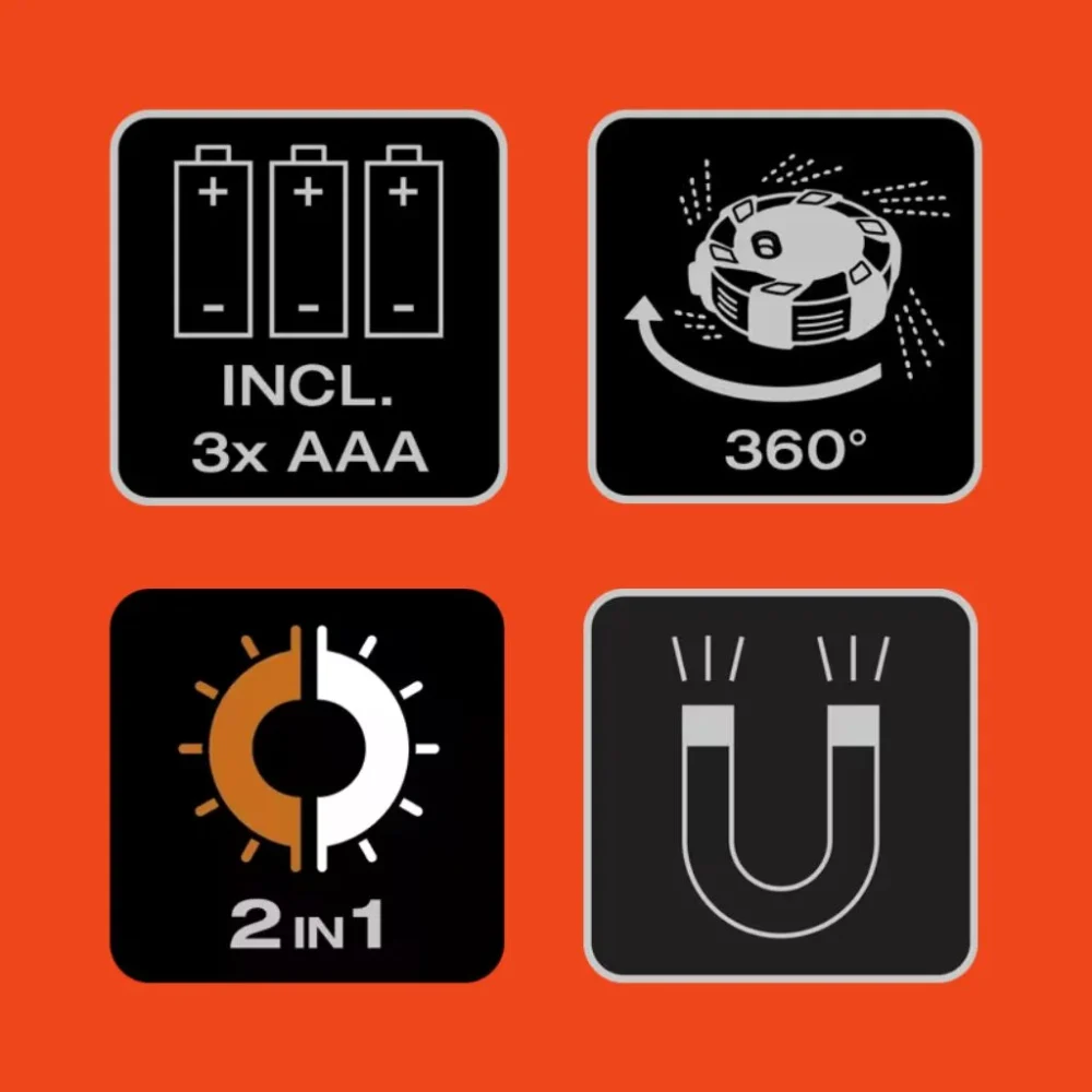 Funkcje flary drogowej OSRAM LEDguardian ROAD FLARE LEDSL303 – LED 360°, magnes, baterie AAA