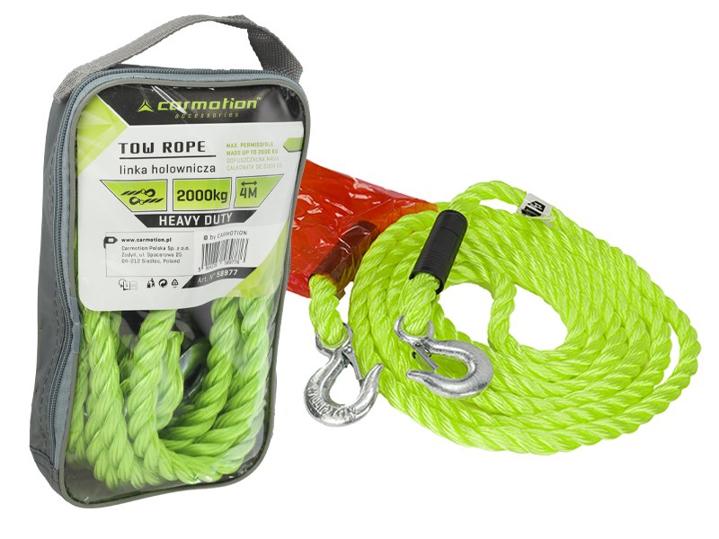 Linka holownicza DMC do 2000 kg pleciona z hakami, 4 m, Heavy Duty - CARMOTION Linka holownicza DMC do 2000 kg pleciona z hakami, 4 m, Heavy Duty - CARMOTION
