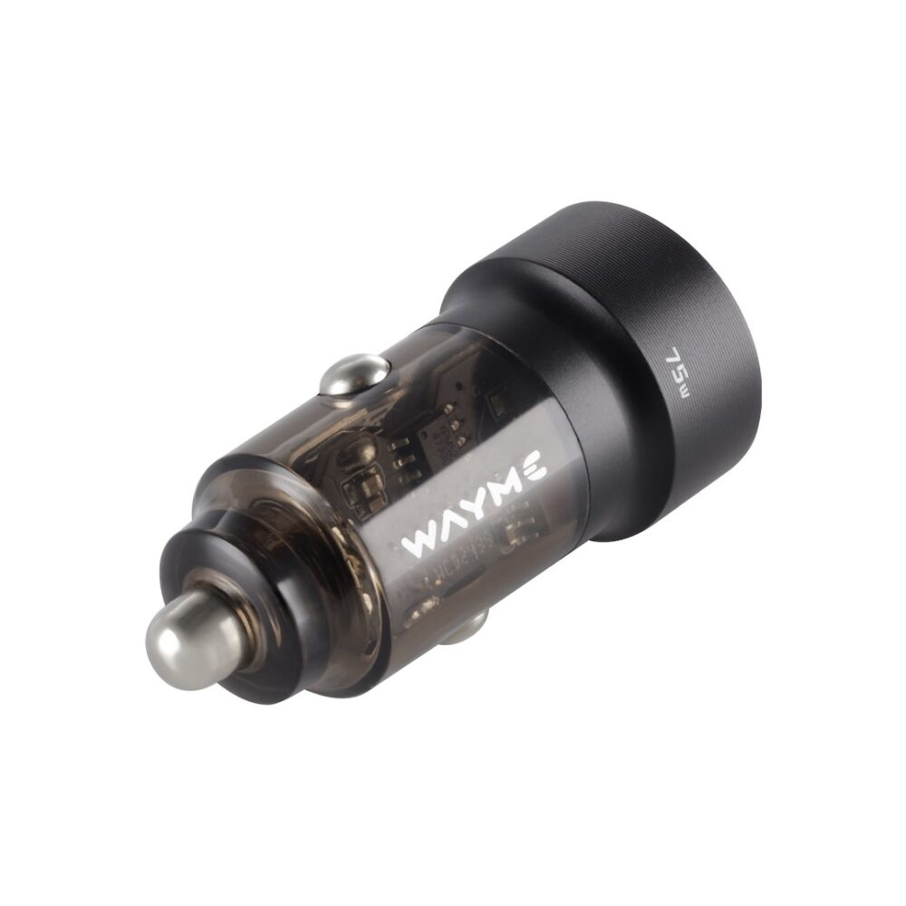 WAYME Ładowarka 12/24V, USB 30W + USB-C PD 45W, przezroczysta czarna - WAYME