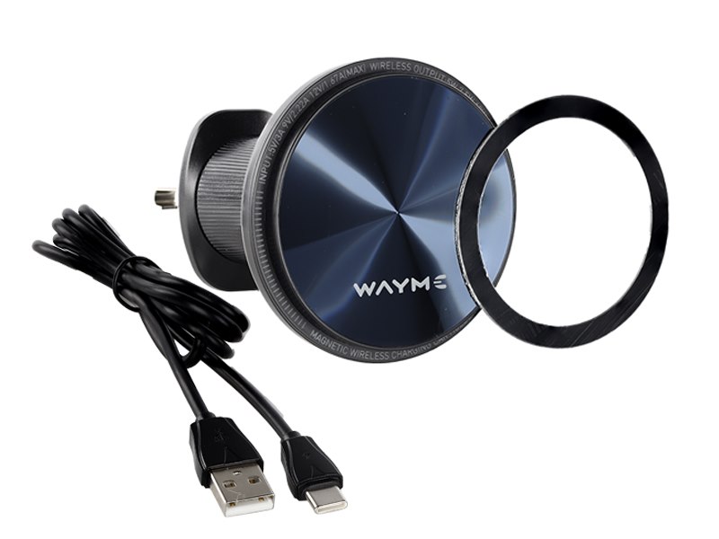 WAYME Uchwyt magnetyczny na wlot powietrza z ładowarką indukcyjną 15W + kabel USB > USB-C 100 cm - WAYME
