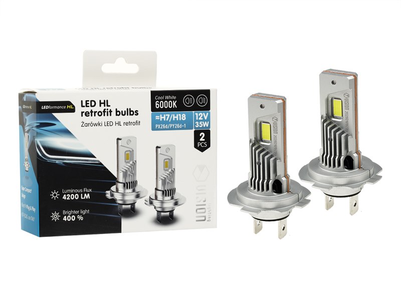 Żarówki VISION LED retrofit H7/H18 HL 12V 35W 4200 lm 6000K, CANBUS, 2 szt. - VISION