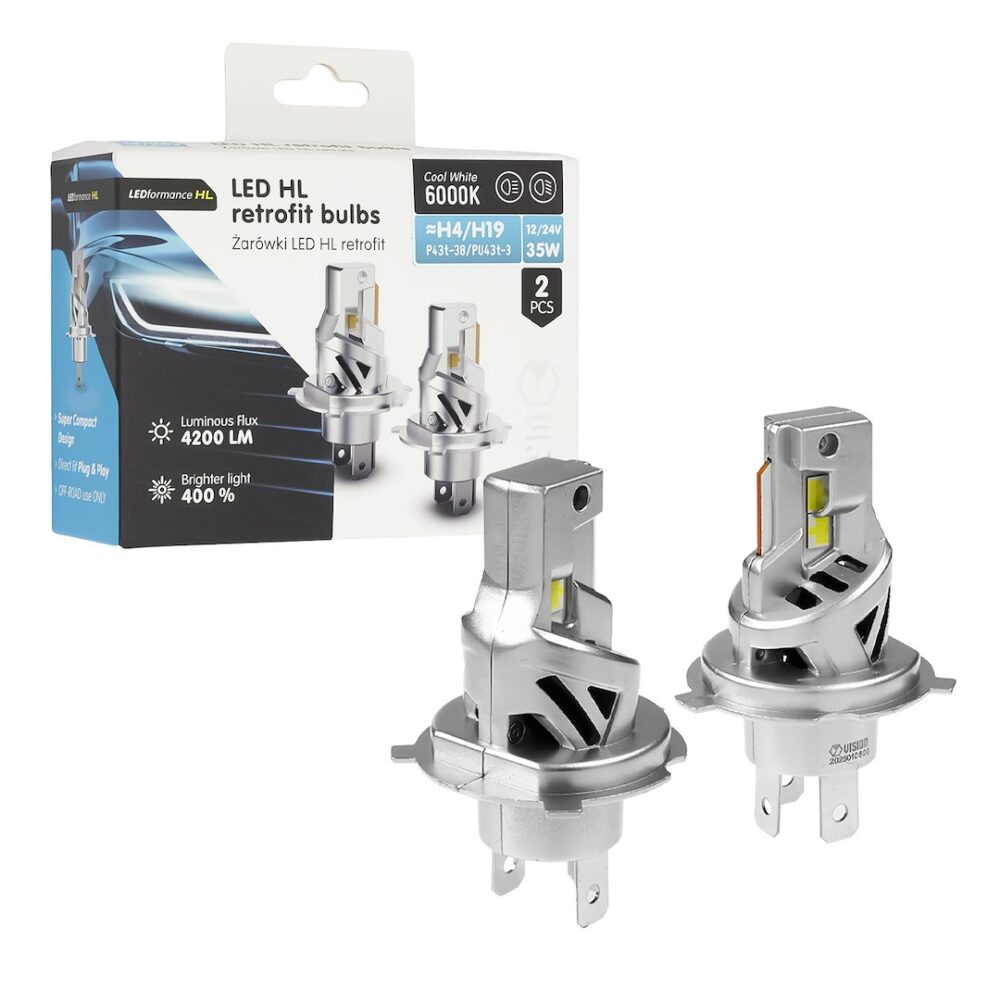 Żarówki VISION LED retrofit H4/H19 HL 12/24V 35W 4200 lm 6000K, CANBUS, 2 szt. - VISION