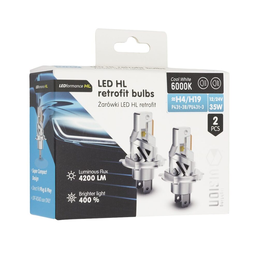 Żarówki VISION LED retrofit H4/H19 HL 12/24V 35W 4200 lm 6000K, CANBUS, 2 szt. - VISION