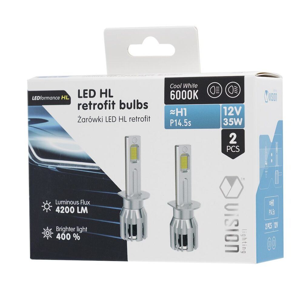 Żarówki VISION LED retrofit H1 HL 12V 35W 4200 lm 6000K, CANBUS, 2 szt. - VISION Żarówki VISION LED retrofit H1 HL 12V 35W 4200 lm 6000K, CANBUS, 2 szt. - VISION