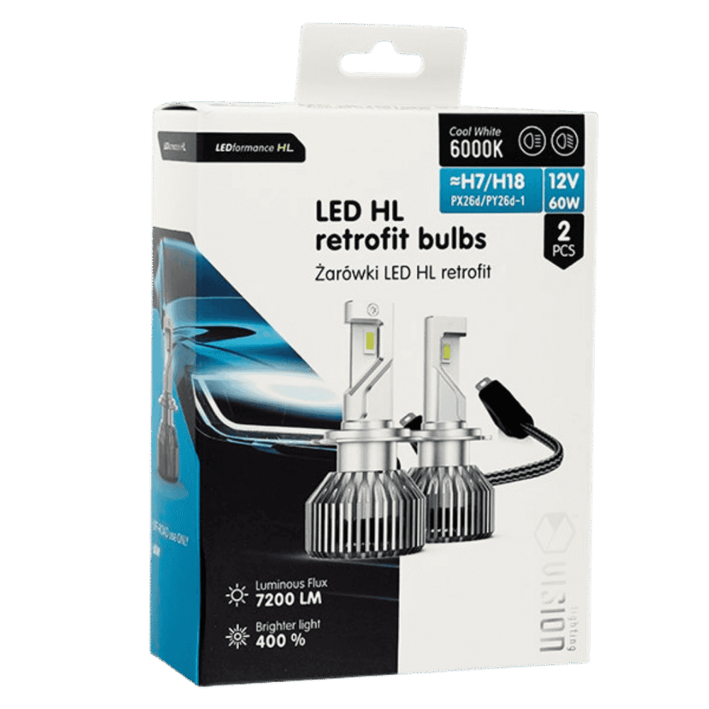 Żarówki VISION LED retrofit H7/H18 HL 12V 60W 7200 lm 6000K, CANBUS, 2 szt. - VISION Żarówki VISION LED retrofit H7/H18 HL 12V 60W 7200 lm 6000K, CANBUS, 2 szt. - VISION