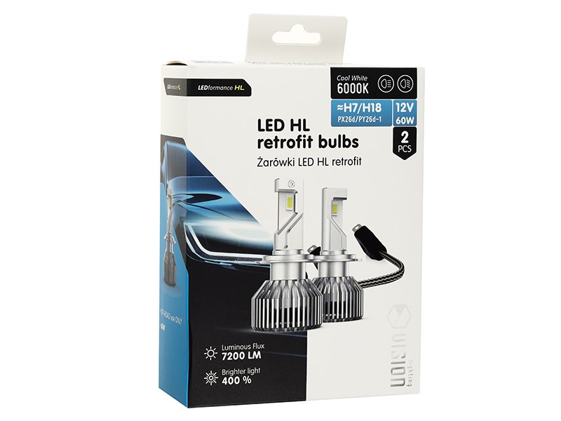 Żarówki VISION LED retrofit H7/H18 HL 12V 60W 7200 lm 6000K, CANBUS, 2 szt. - VISION