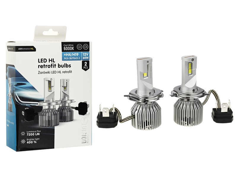 Żarówki VISION LED retrofit H4/H19 HL 12V 60W 7200 lm 6000K, CANBUS, 2 szt. - VISION