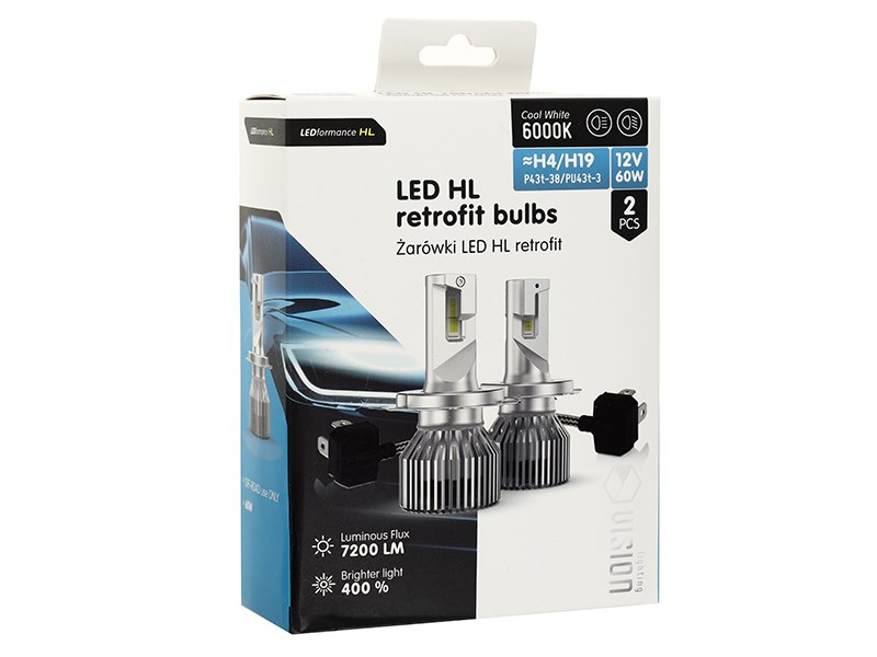 Żarówki VISION LED retrofit H4/H19 HL 12V 60W 7200 lm 6000K, CANBUS, 2 szt. - VISION
