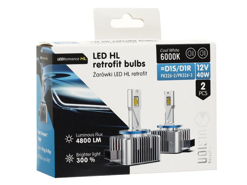 Żarówki VISION LED retrofit D1S/D1R HL 40W 4800 lm 6000K, CANBUS, 2 szt. - VISION