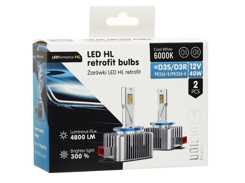 Żarówki VISION LED retrofit D3S/D3R HL 40W 4800 lm 6000K, CANBUS, 2 szt. - VISION Żarówki VISION LED retrofit D3S/D3R HL 40W 4800 lm 6000K, CANBUS, 2 szt. - VISION