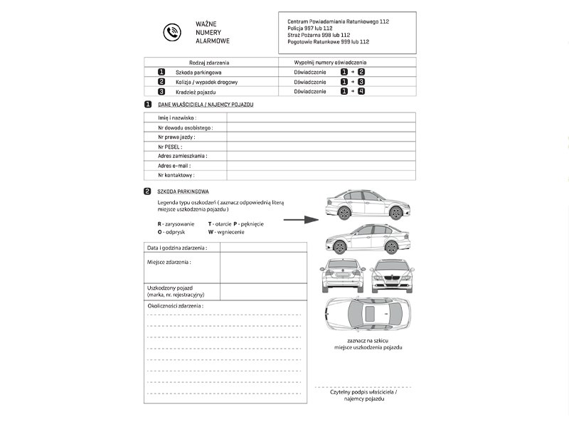 Oświadczenie sprawcy wypadku (59180) - CARMOTION Oświadczenie sprawcy wypadku (59180) - CARMOTION
