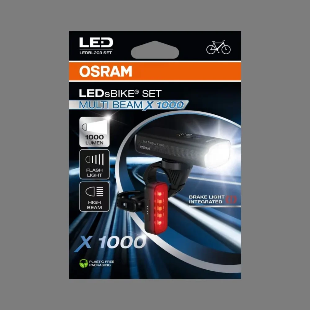 Zestaw lamp rowerowych OSRAM Multi Beam X 1000 – opakowanie