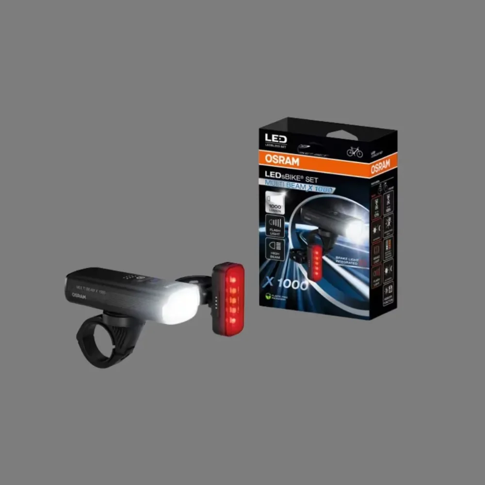 Lampy rowerowe OSRAM Multi Beam X 1000 – zestaw świecący