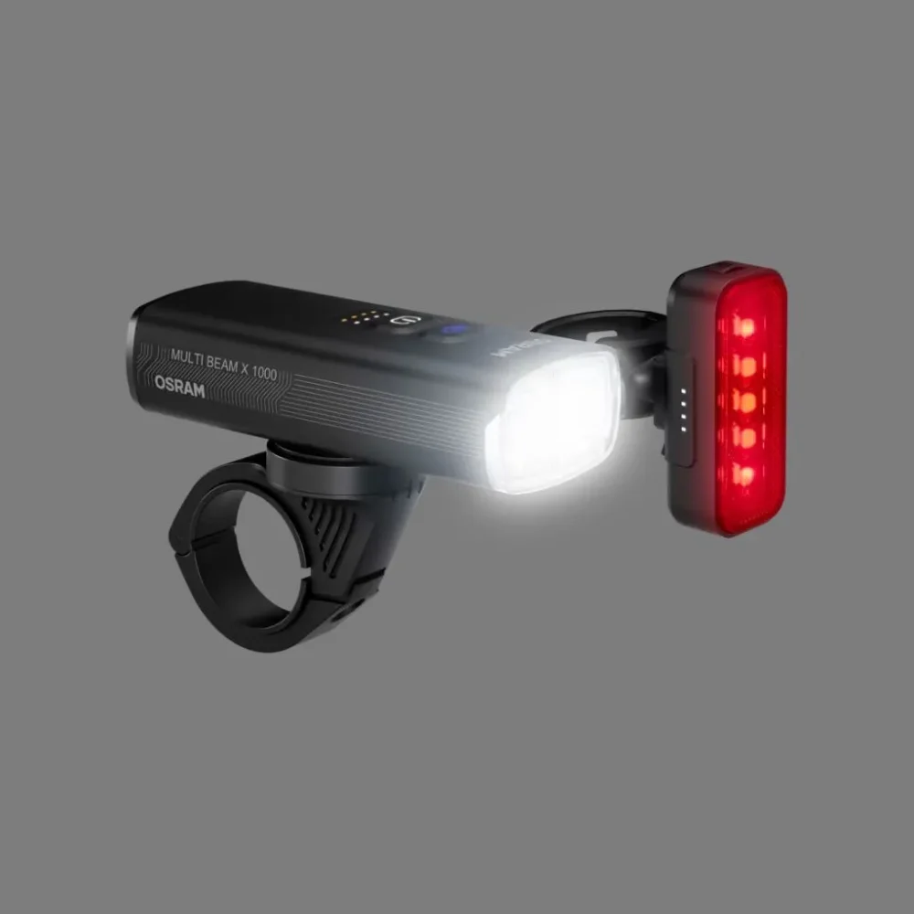 Zestaw lamp rowerowych OSRAM Multi Beam X 1000 – świecący przód i tył